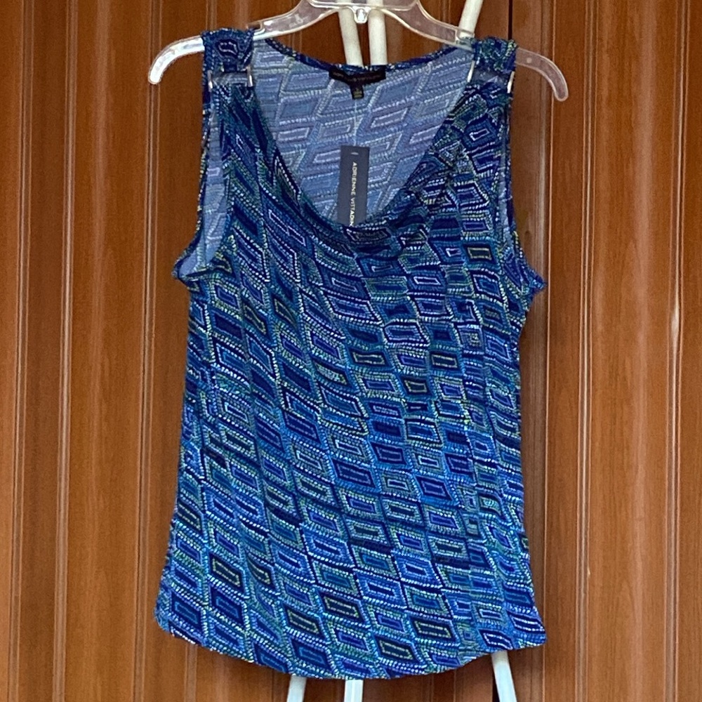 Adrienne Vittadini Sleeveless Knit Cowl Neck Blouse Size Small